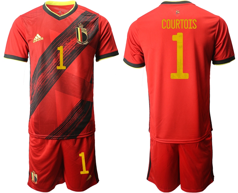 Men 2021 European Cup Belgium home red #1 Soccer Jersey->belgium jersey->Soccer Country Jersey